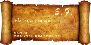Sárga Ferenc névjegykártya
